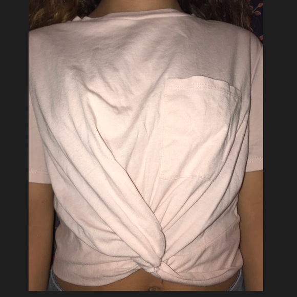a pink knotted cropped tee - Picture 1 of 1